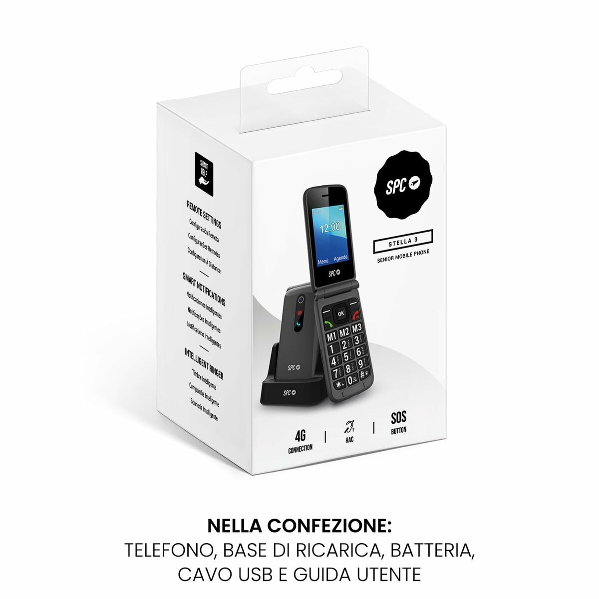 Mobile telephone for older adults SPC Stella 3 Black Grey 128 GB 128 MB 2.4"