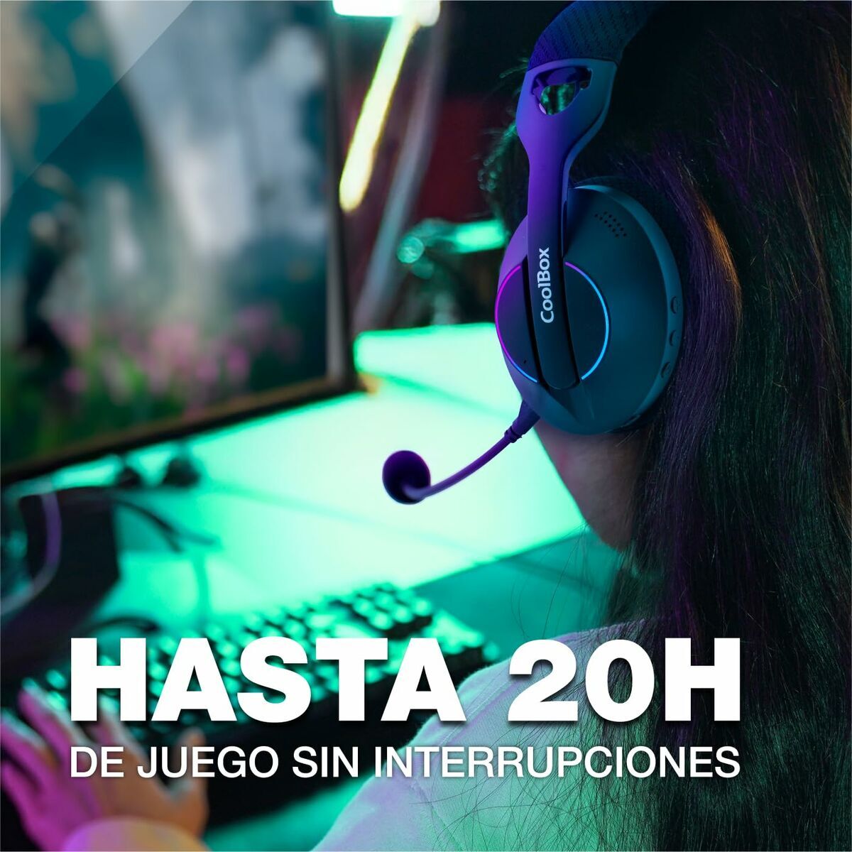 Picture of Gaming Headset with Microphone CoolBox COO-AUM-WB01-B Black