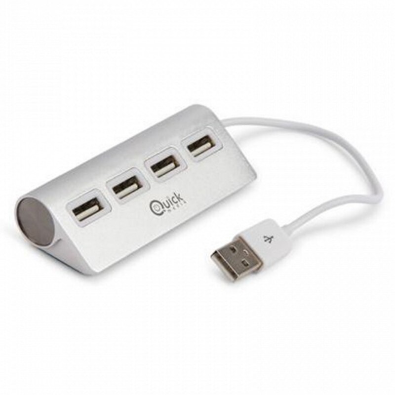 Hub USB 4 Ports Quick Media QMH204P Apple HOT SWAPPABLE Blanc Aluminium