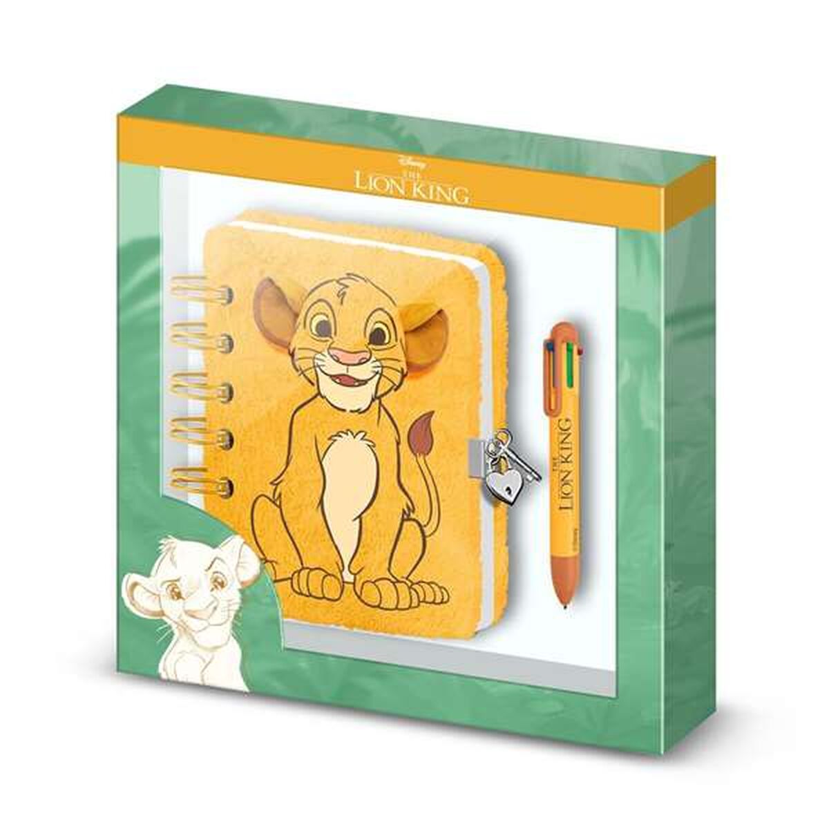 Spiraalnotitieblok met Pen The Lion King Geel 24 x 23 x 2,5 cm A5