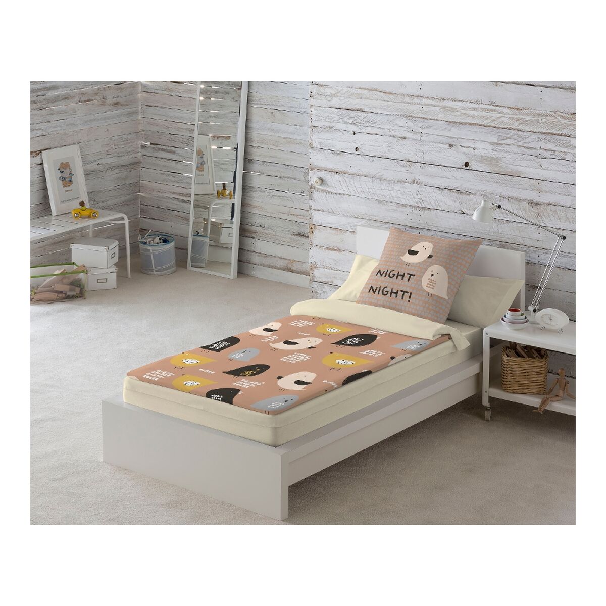 Vatteret sengetøj med lynlås Popcorn Baby Chick (Seng 90) (90 x 190/200 cm)