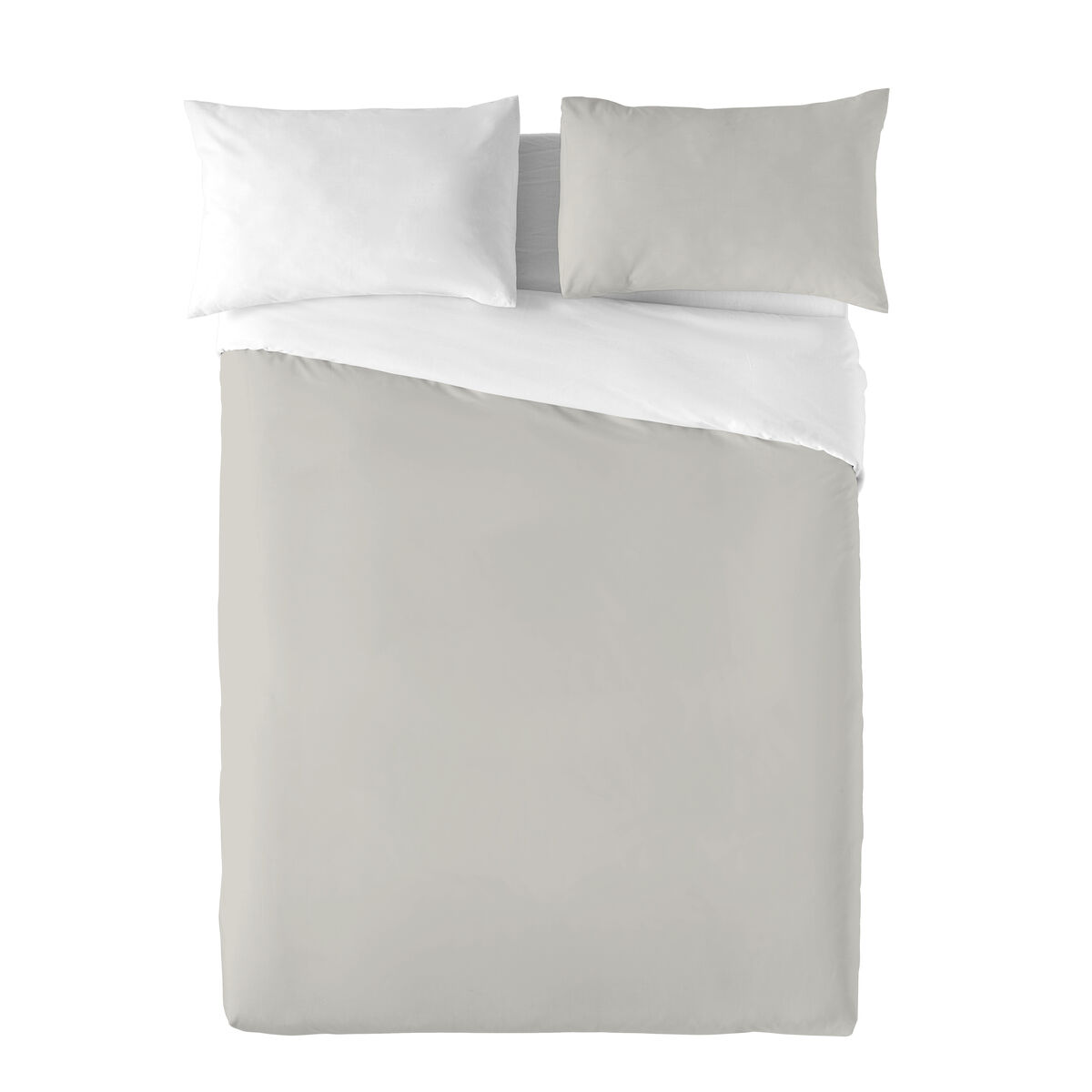 Housse de Couette Naturals Colors Réversible Blanc Gris clair Lit 1 personne