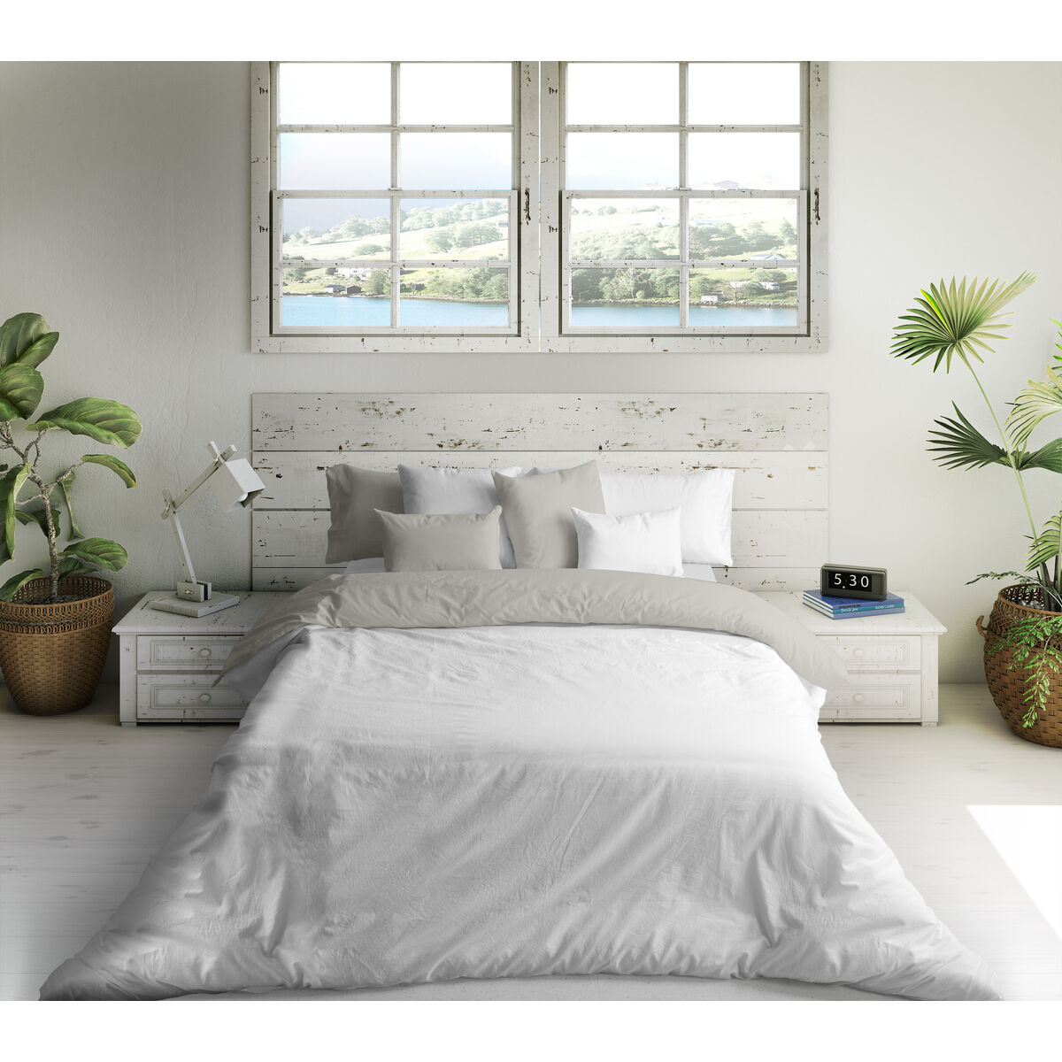 Image secondaire de Housse de Couette Naturals Colors Réversible Blanc Gris clair Lit 1 personne