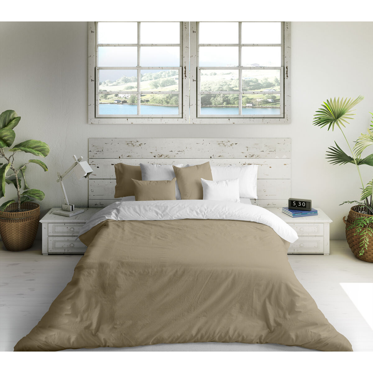 Image secondaire de Housse de Couette Naturals FUNDA NORDICA BICOLOR REVERSIBLE Blanc Beige 140 x 200 cm Réversible