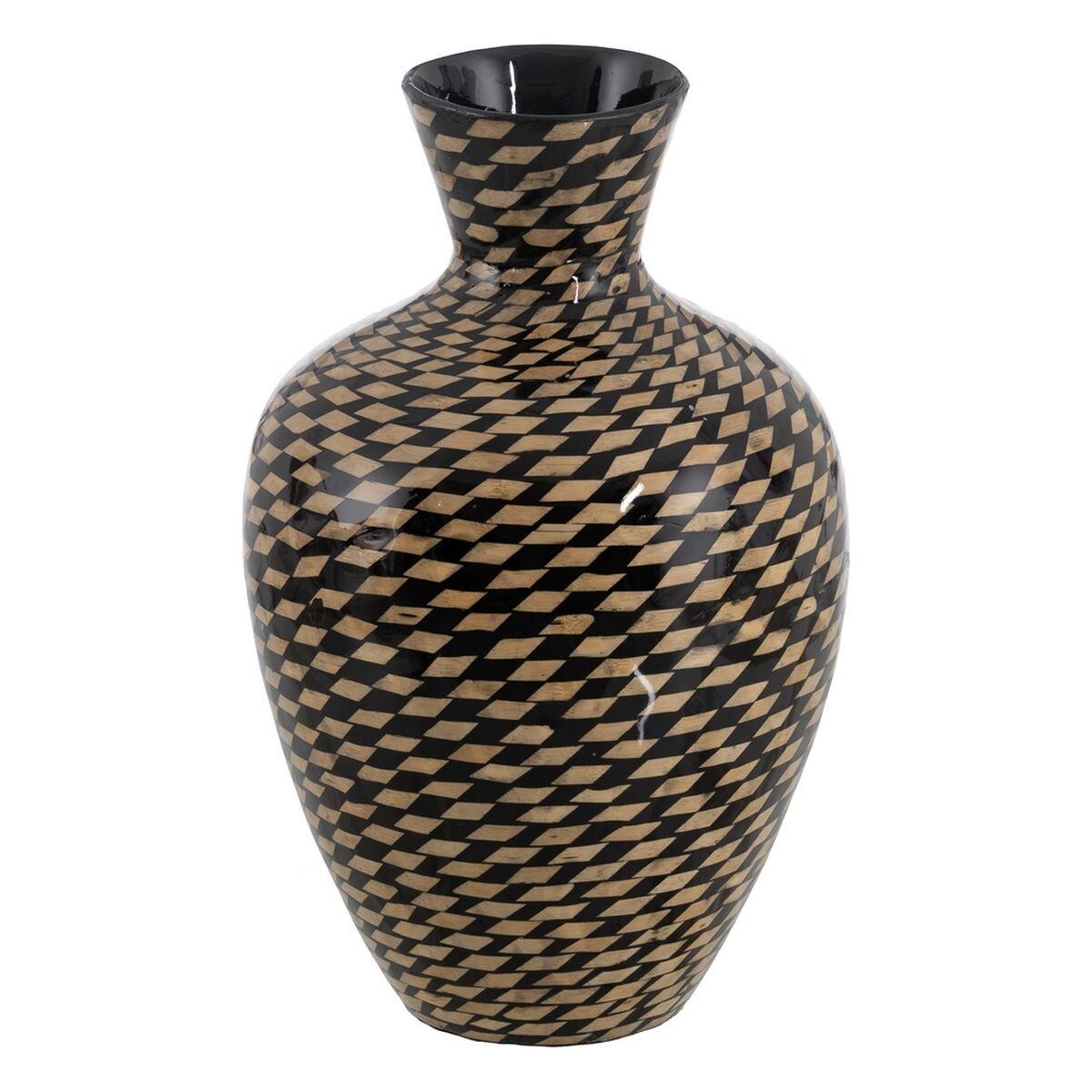 Vase Noir Beige Bambou 28 x 28 x 46 cm