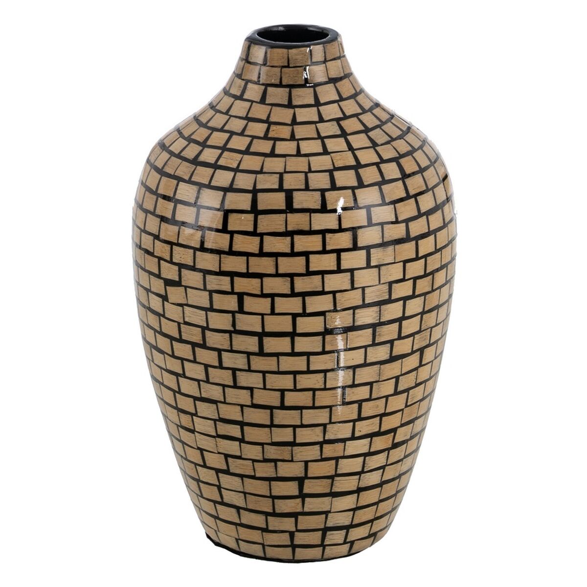 Vase Sort Beige Bambus 18 x 18 x 30 cm