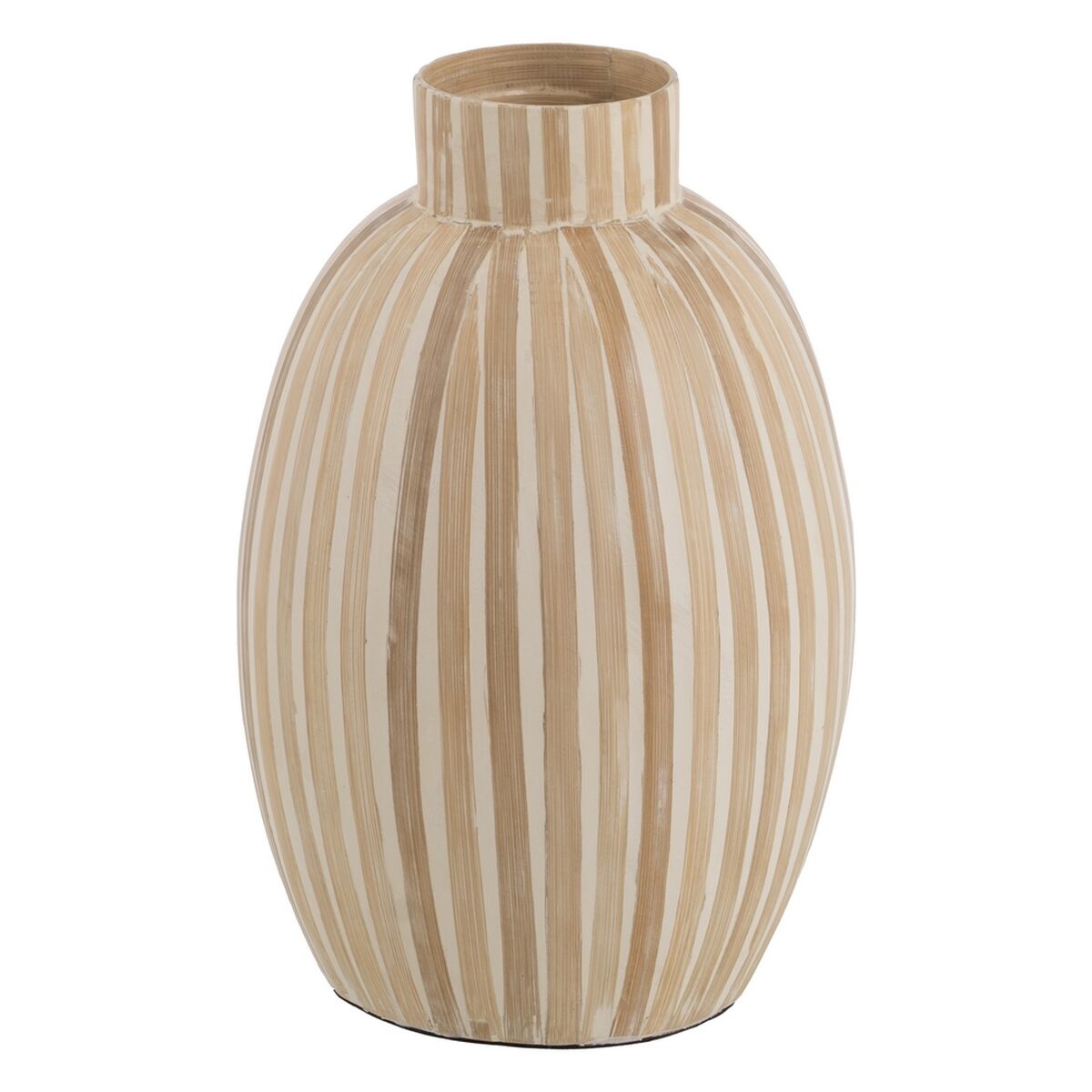 Vase Blanc Beige Bambou 24 x 24 x 37 cm
