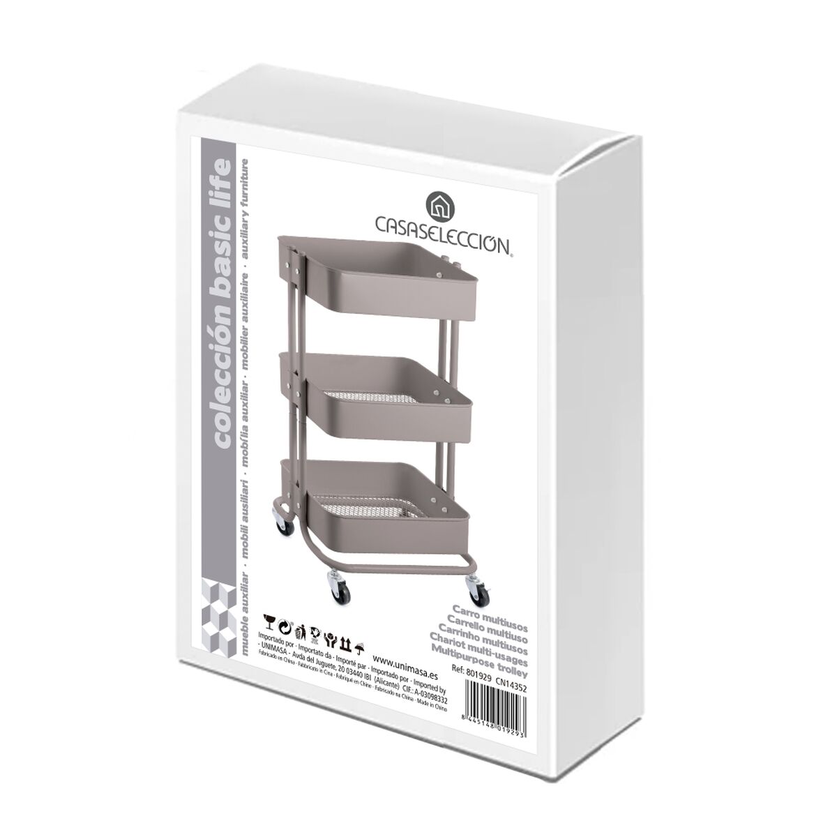 Vegetable trolley Grey Metal 44 x 36 x 73 cm, view 6
