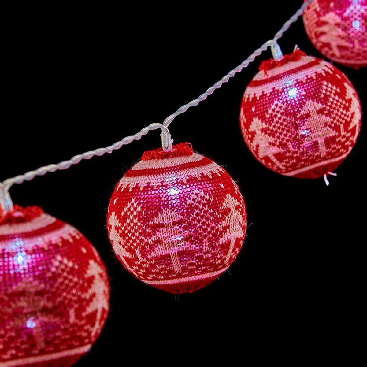 Guirlande de boules LED 2 m Sapin de Noël Ø 6 cm Rouge Blanc