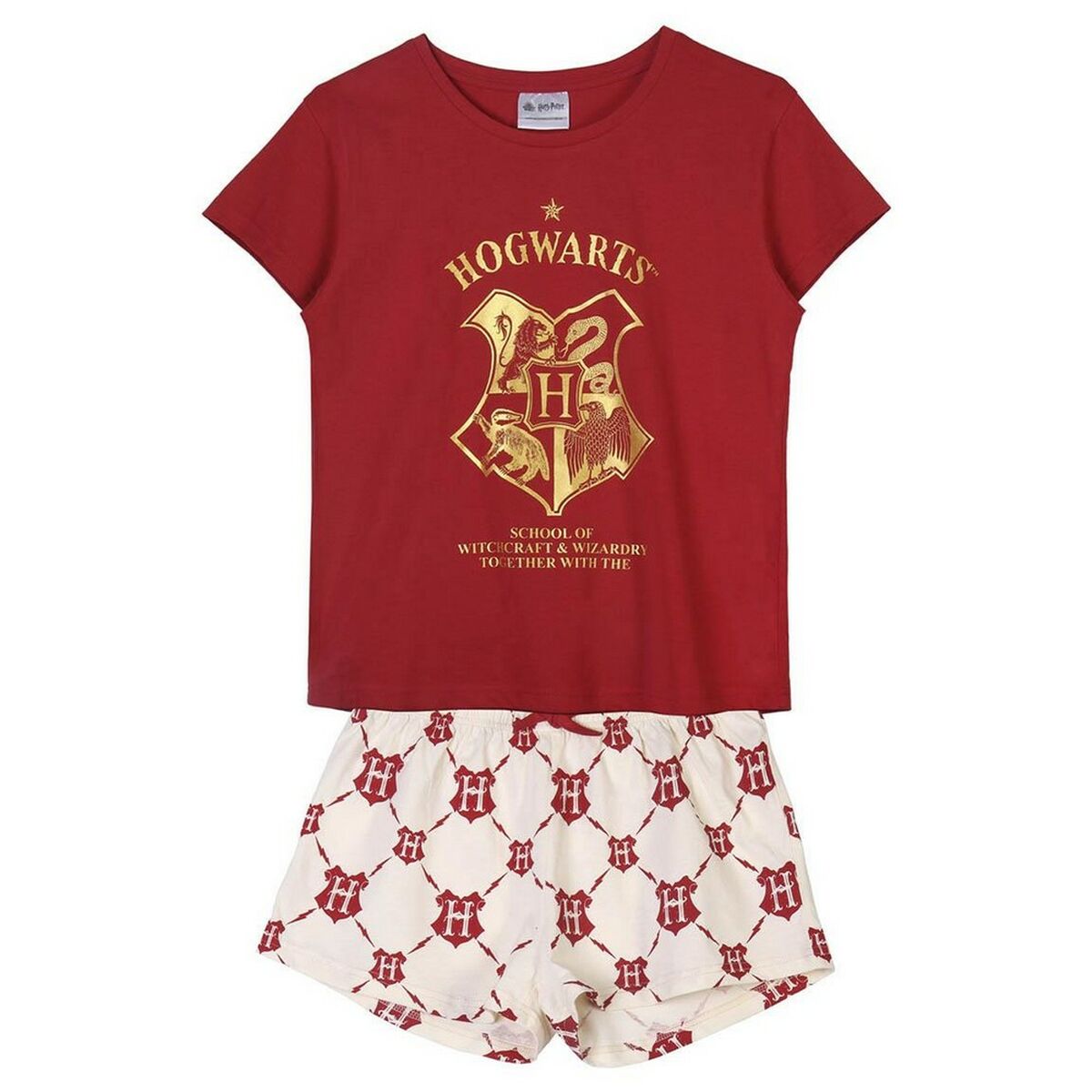 Pyjama D'Été Harry Potter Femme Rouge foncé Rouge