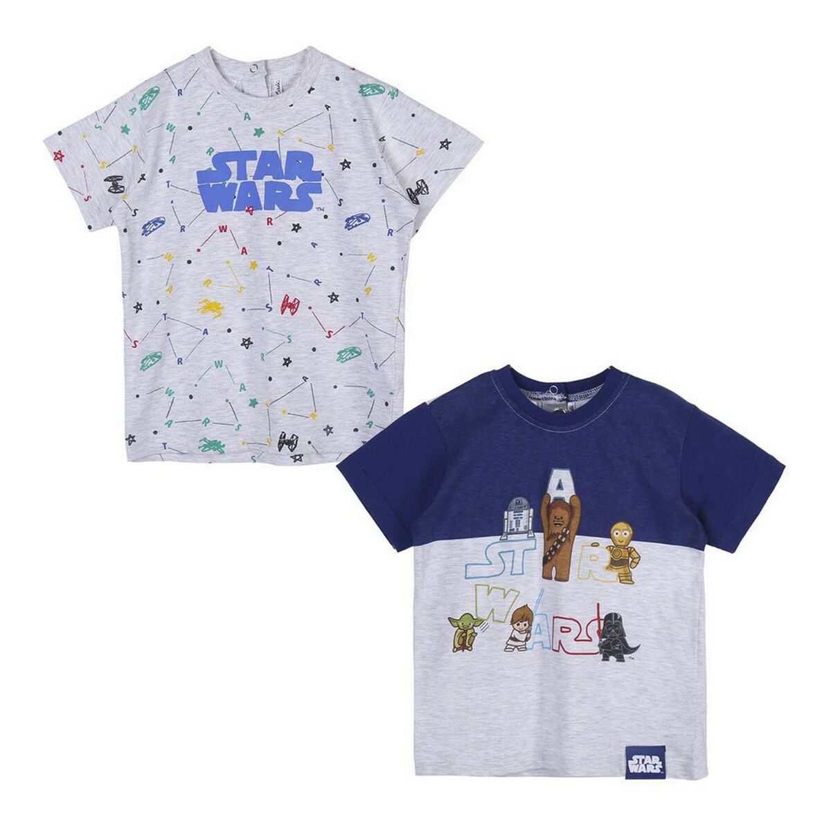 T shirt à manches courtes Enfant Star Wars 2 Unités Gris