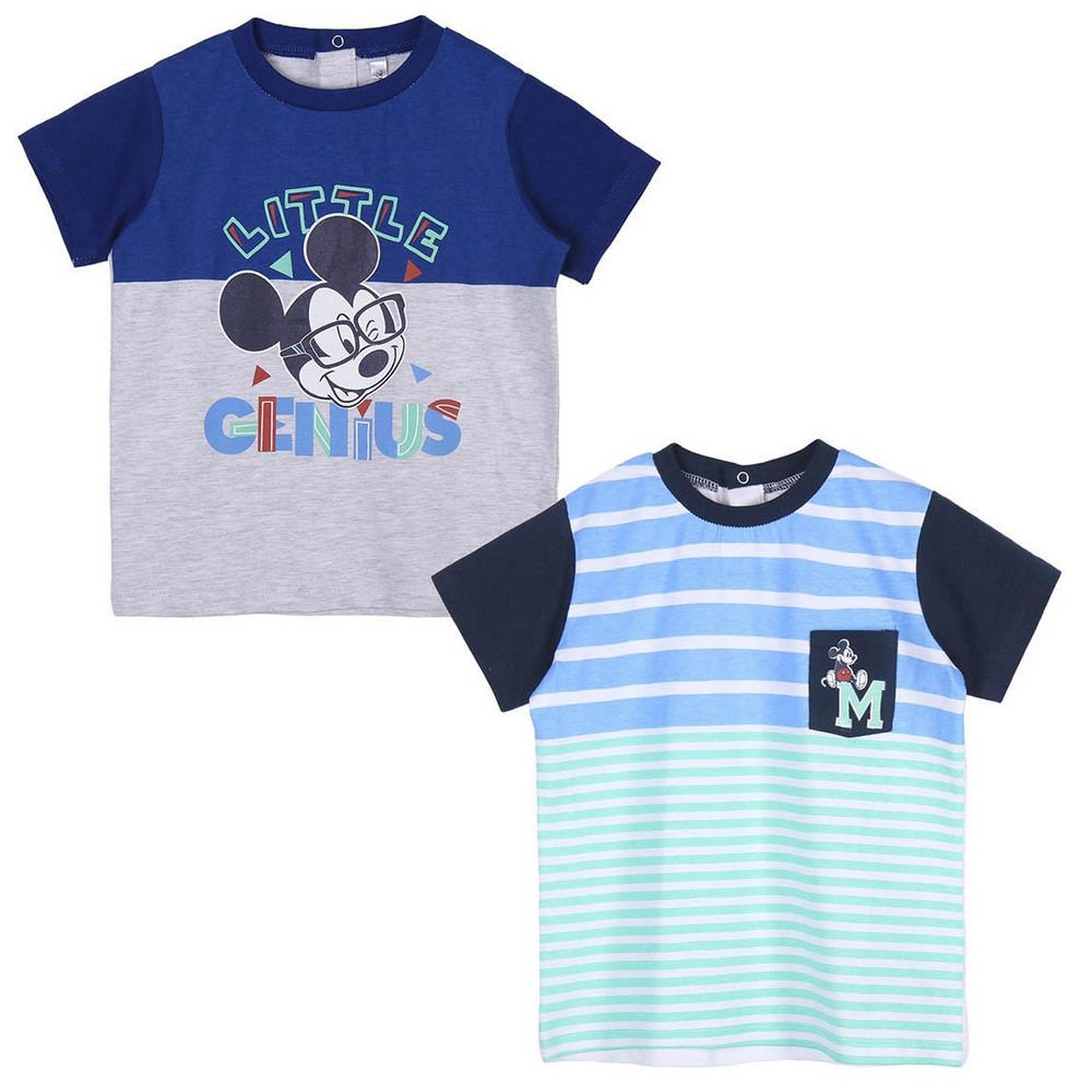 Child's Short Sleeve T-Shirt Mickey Mouse Blue 2 Units