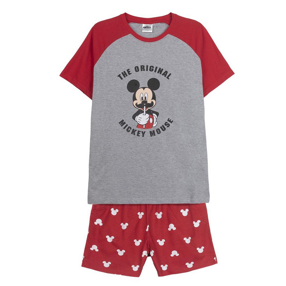 Summer Pyjama Mickey Mouse Red Grey Men