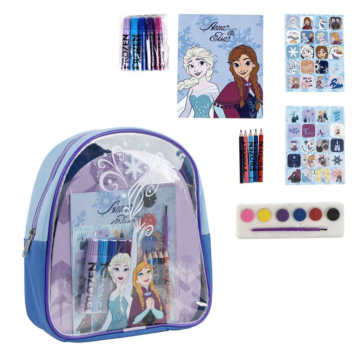 Sac à Dos pour Enfant à Dessiner Frozen Bleu 22 x 23 x 7 cm