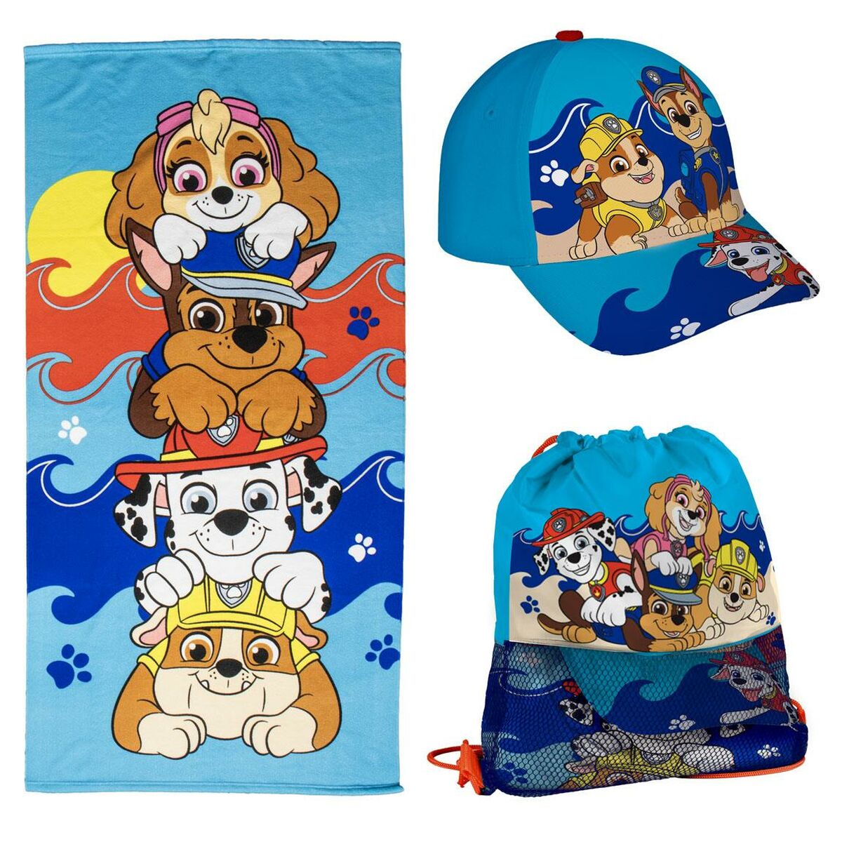 Serviette de plage The Paw Patrol Bleu 20 x 35 x 4 cm 3 Pièces