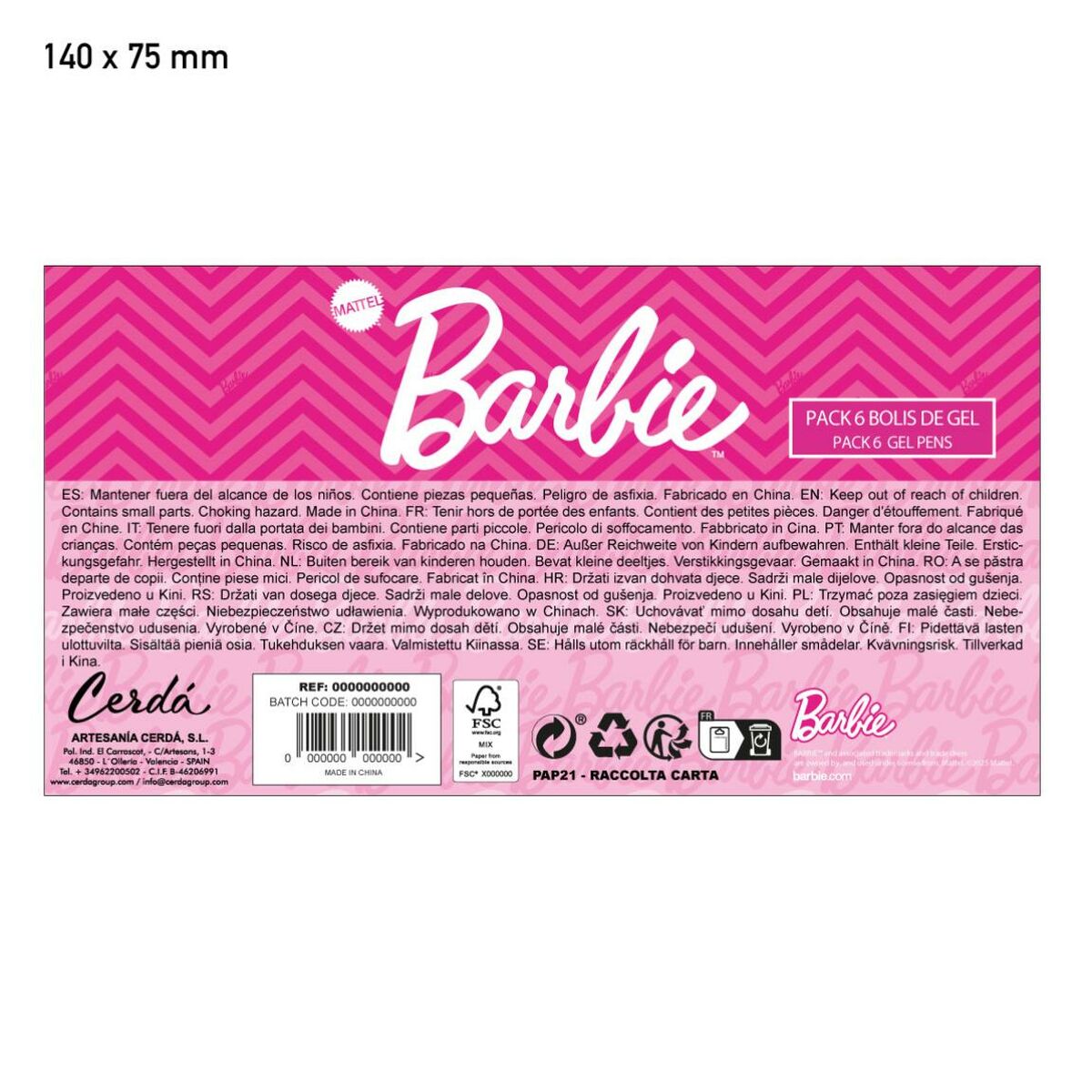 Set of Biros Barbie fuchsia