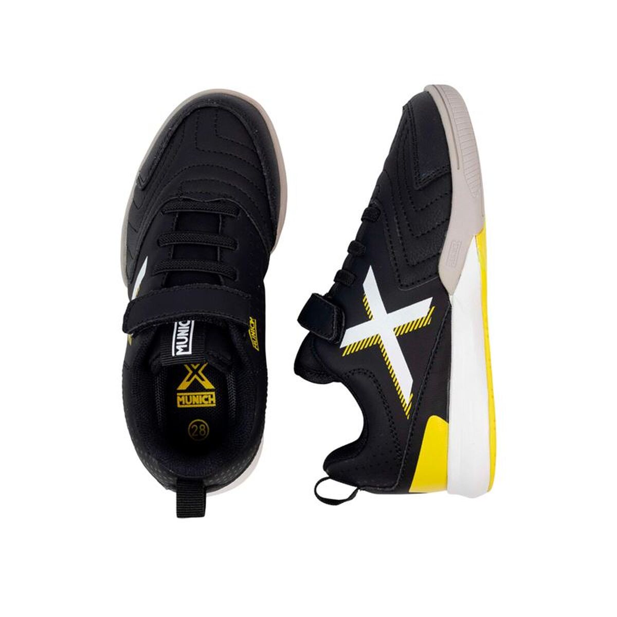 Kinder Zaalvoetbalschoenen Munich Rondito Kid Elastic Laces Zwart