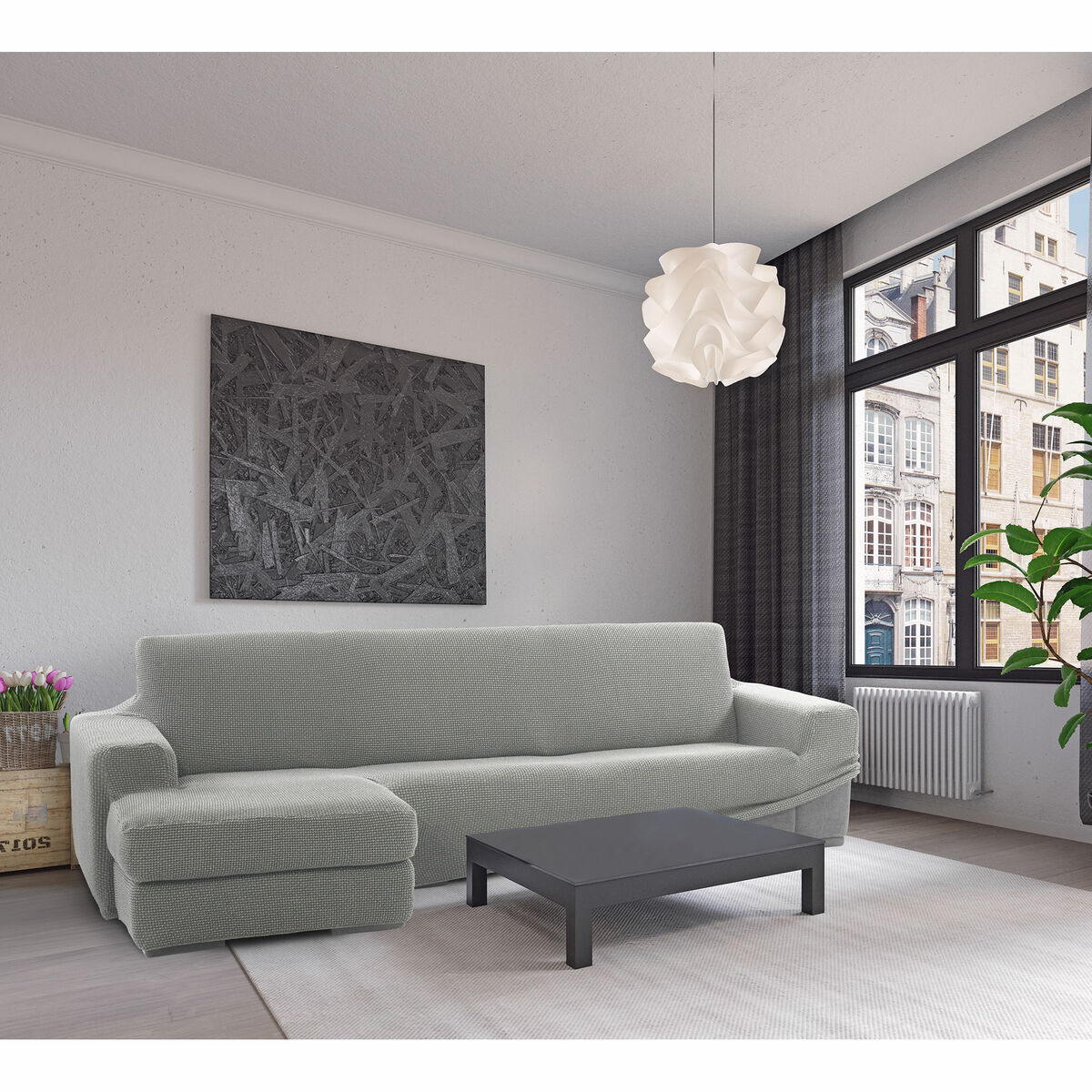 Hoes voor chaise longue met korte armleuning links Sofaskins NIAGARA Grijs (Refurbished A)