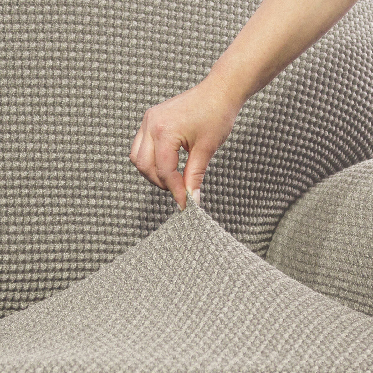 Abdeckung für Chaiselongue mit kurzem Arm rechts Sofaskins NIAGARA Leinen (Restauriert B) - Thumbnail 6