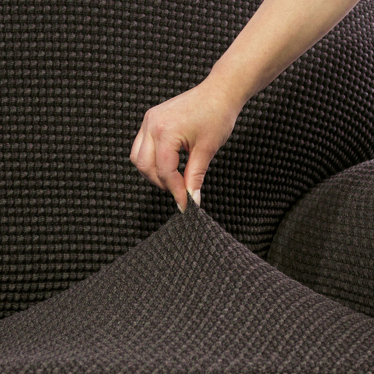 Abdeckung für Chaiselongue mit kurzem Arm rechts Sofaskins NIAGARA Braun (Restauriert B) - Thumbnail 6