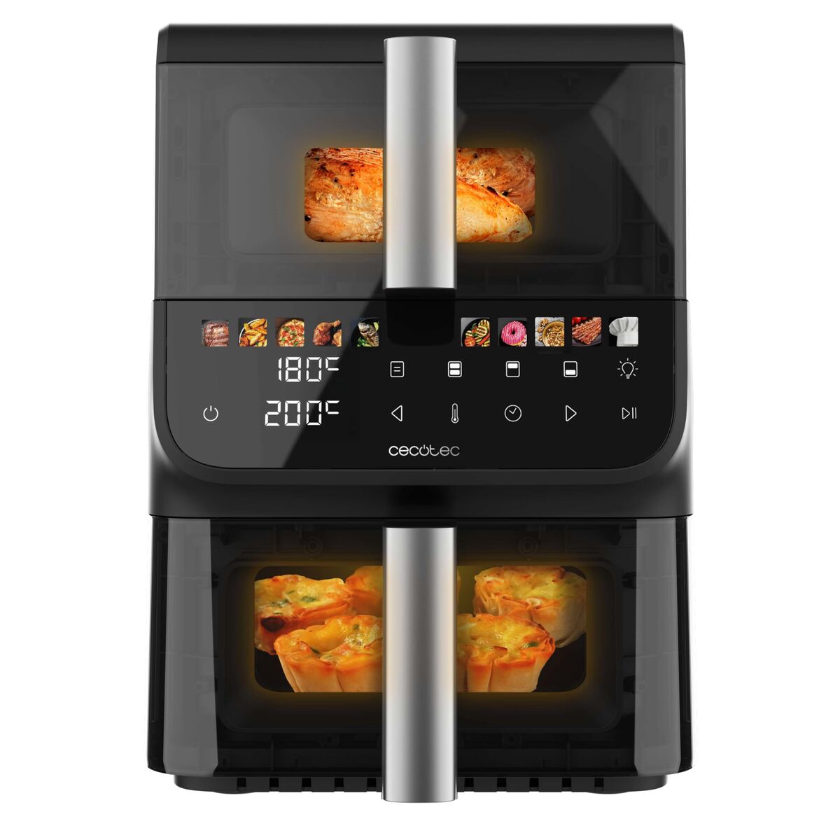 Cecotec Freidora de Aire 10L 2000W Negro Cecofry DuoLevel 10000 DuoSize Window Touch 10 prog