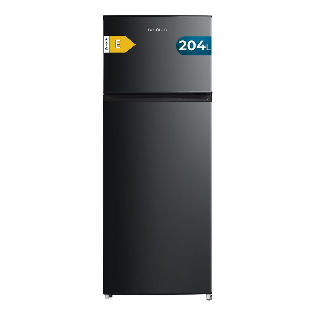Cecotec Frigorífico combinado 2D 204 Negro 204L Inverter E, 143cm, silencioso, LED
