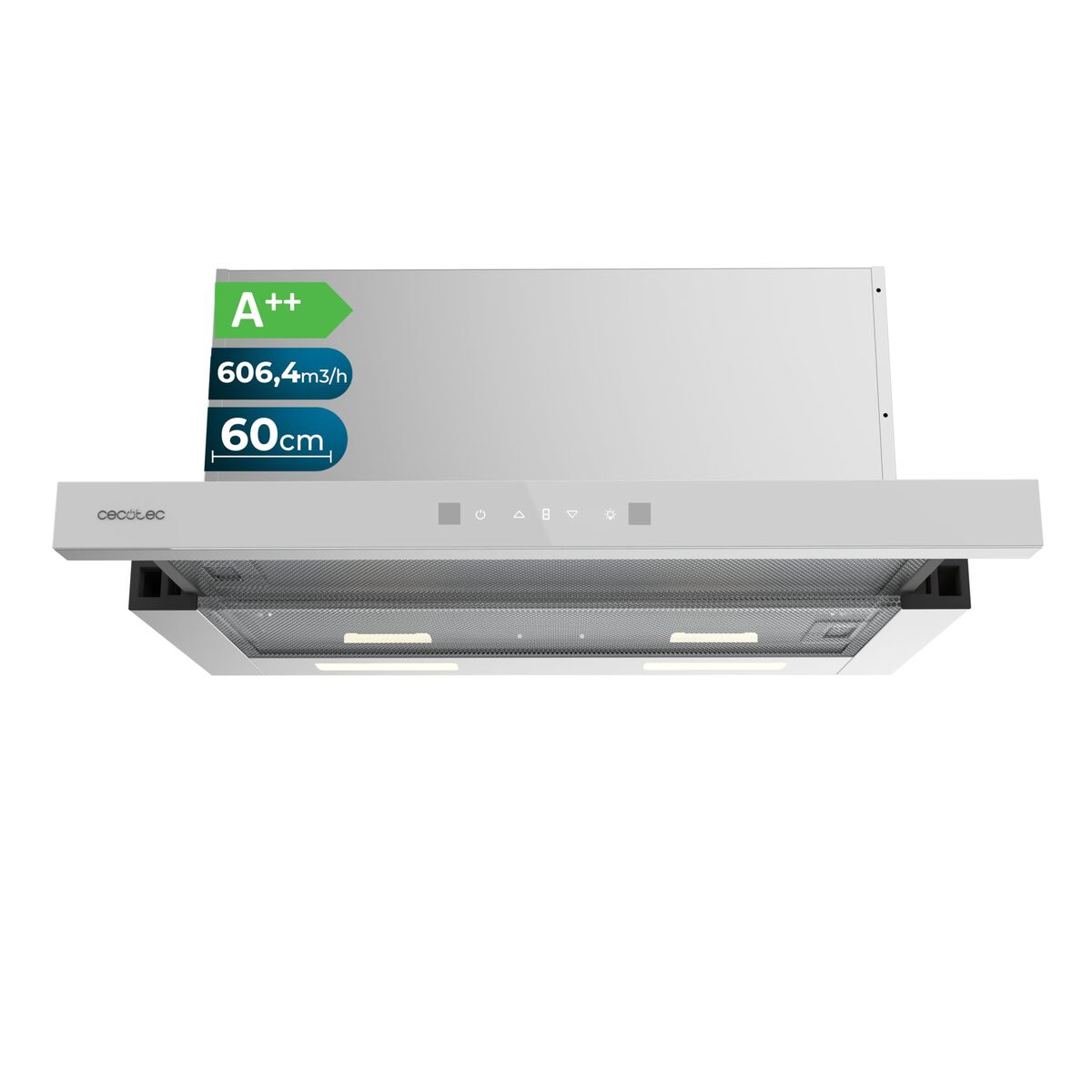 Cecotec Campana Convencional Flux TLT 605501 60cm Blanca A++ Inox LED Control Táctil