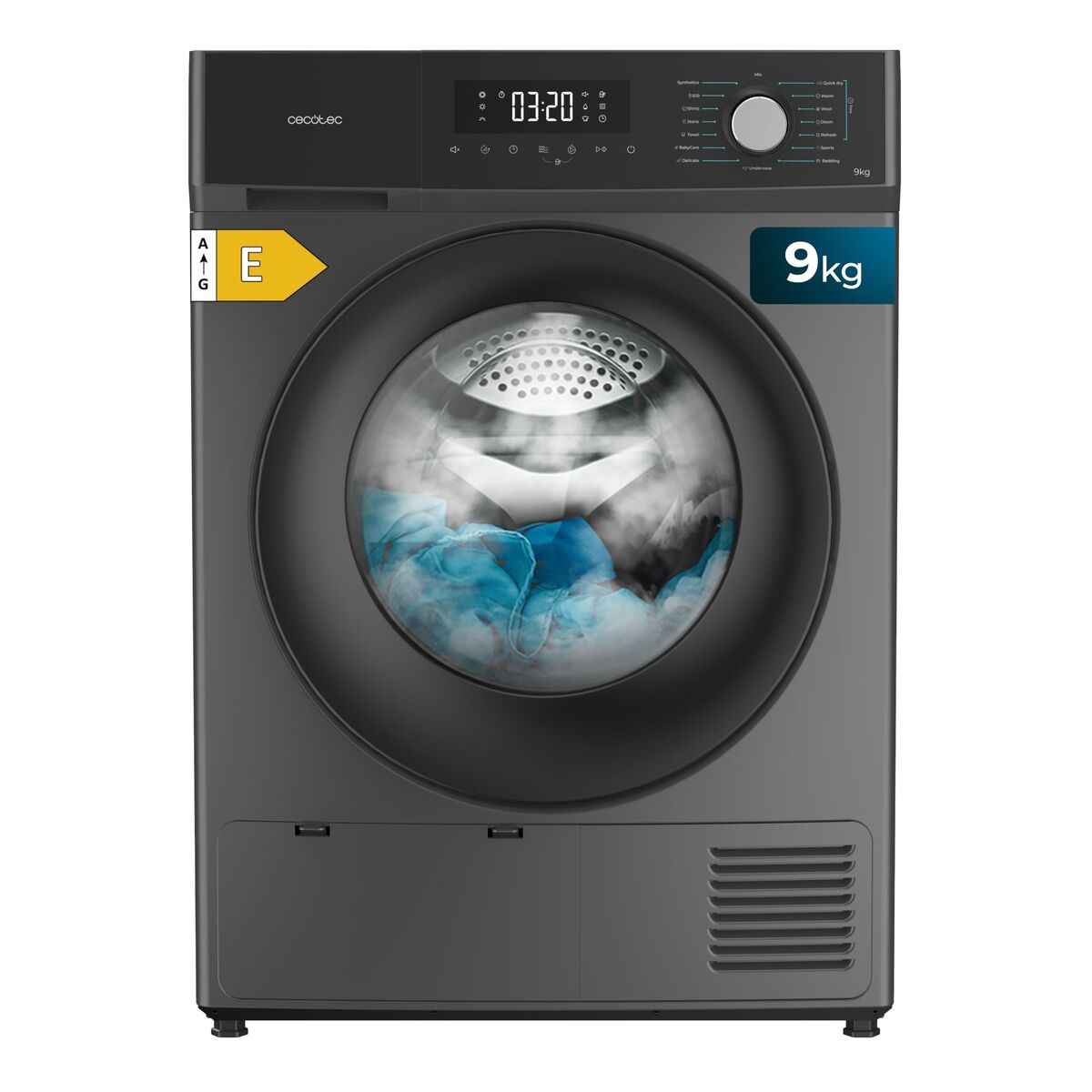 Cecotec Secadora 8 kg acero Bolero Dresscode Dry 8330 Steel frontal bomba de calor E