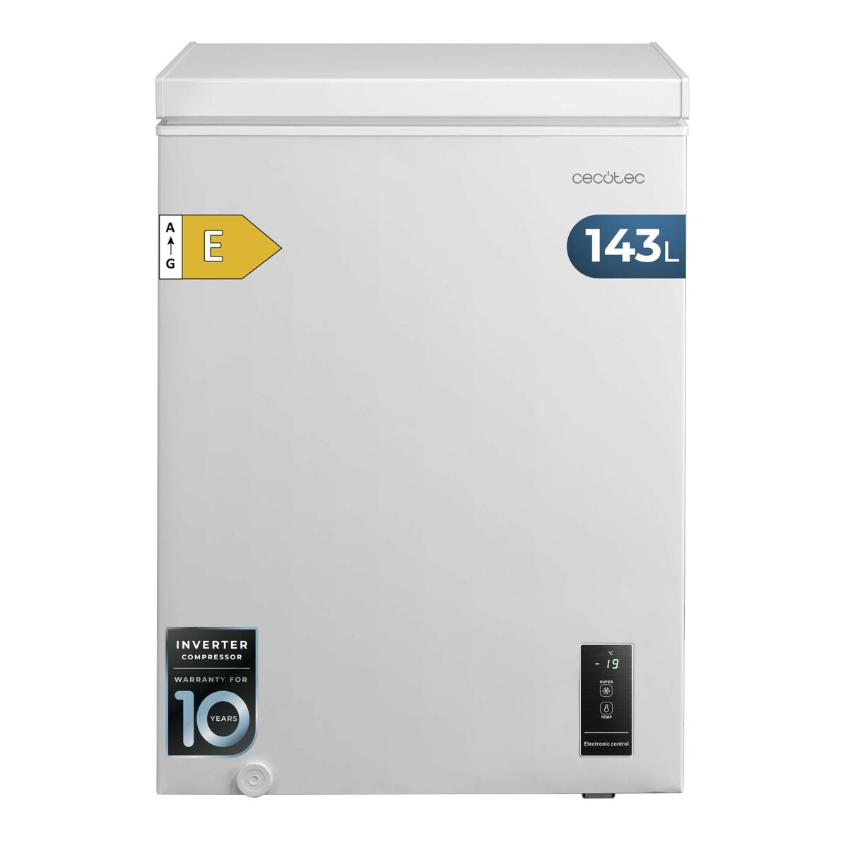 Cecotec Congelador horizontal 143L Bolero CoolMarket 143P blanco E, 37dB, dual, LED