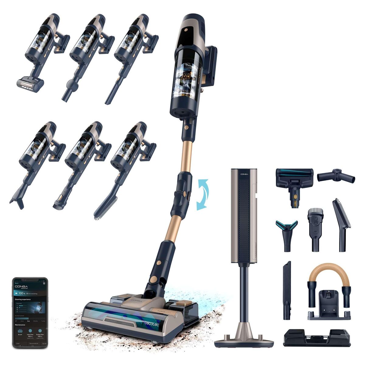 Aspirador Escoba Cecotec RZ90 AI AquaPet Flex Connected 850 W