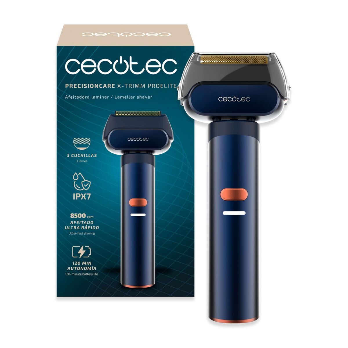 Cecotec Afeitadora Eléctrica PrecisionCare X-Trimm ProElite 3 Cuchillas IPX7 3 Velocidades