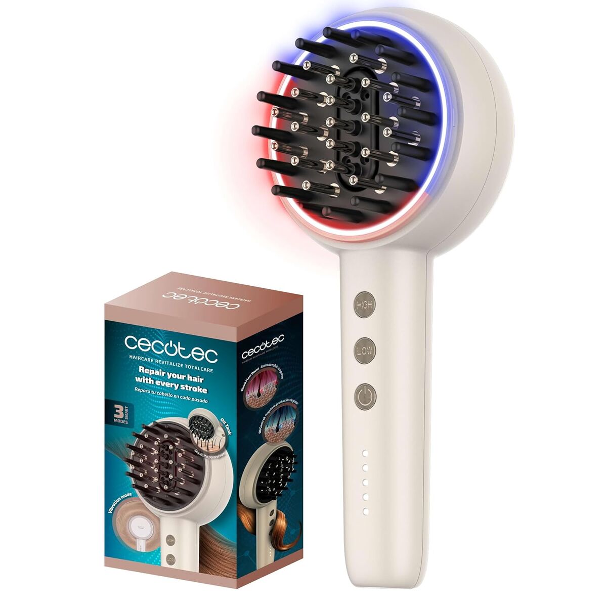 Cepillo Reparador Cecotec Revitalize TotalCare Blanco Negro