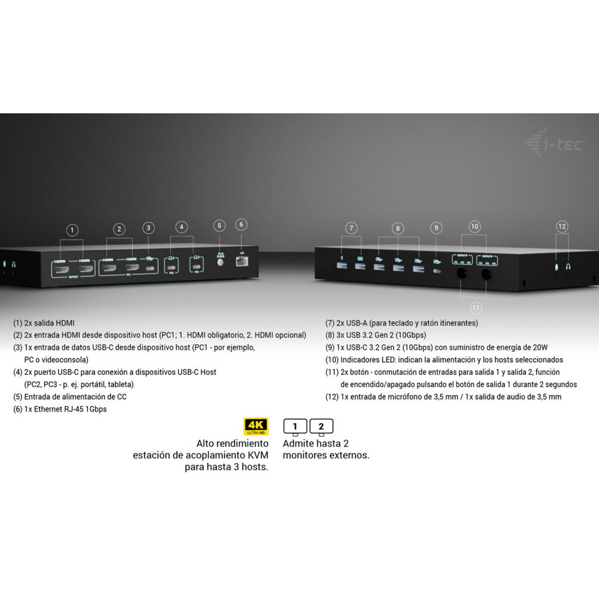 Picture of USB Hub i-Tec C31KVMDOCKPDPRO Black