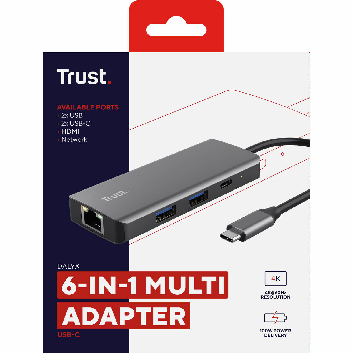 Picture of USB Hub Trust 24968 Silver (1 Unit)