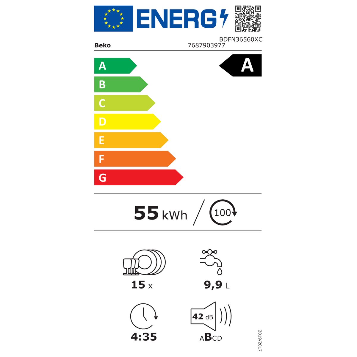 Vaatwasser BEKO BDFN36560XC Zwart Zilverkleurig 60 cm