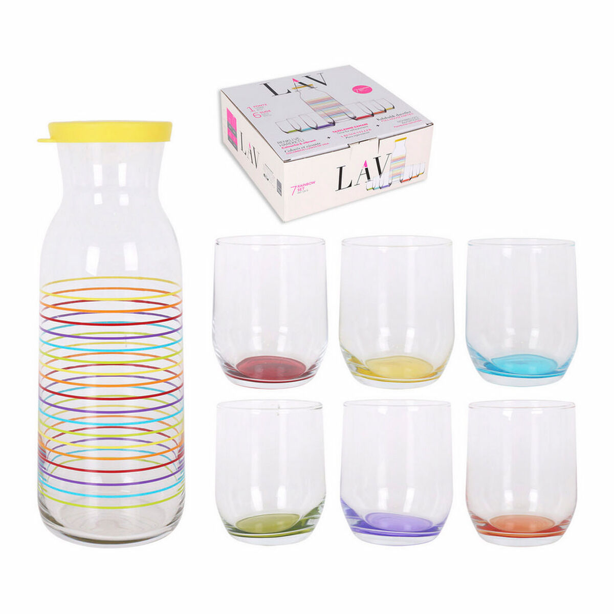 Set LAV Rainbows Jug Glasses Crystal (7 Units) (7 pcs)