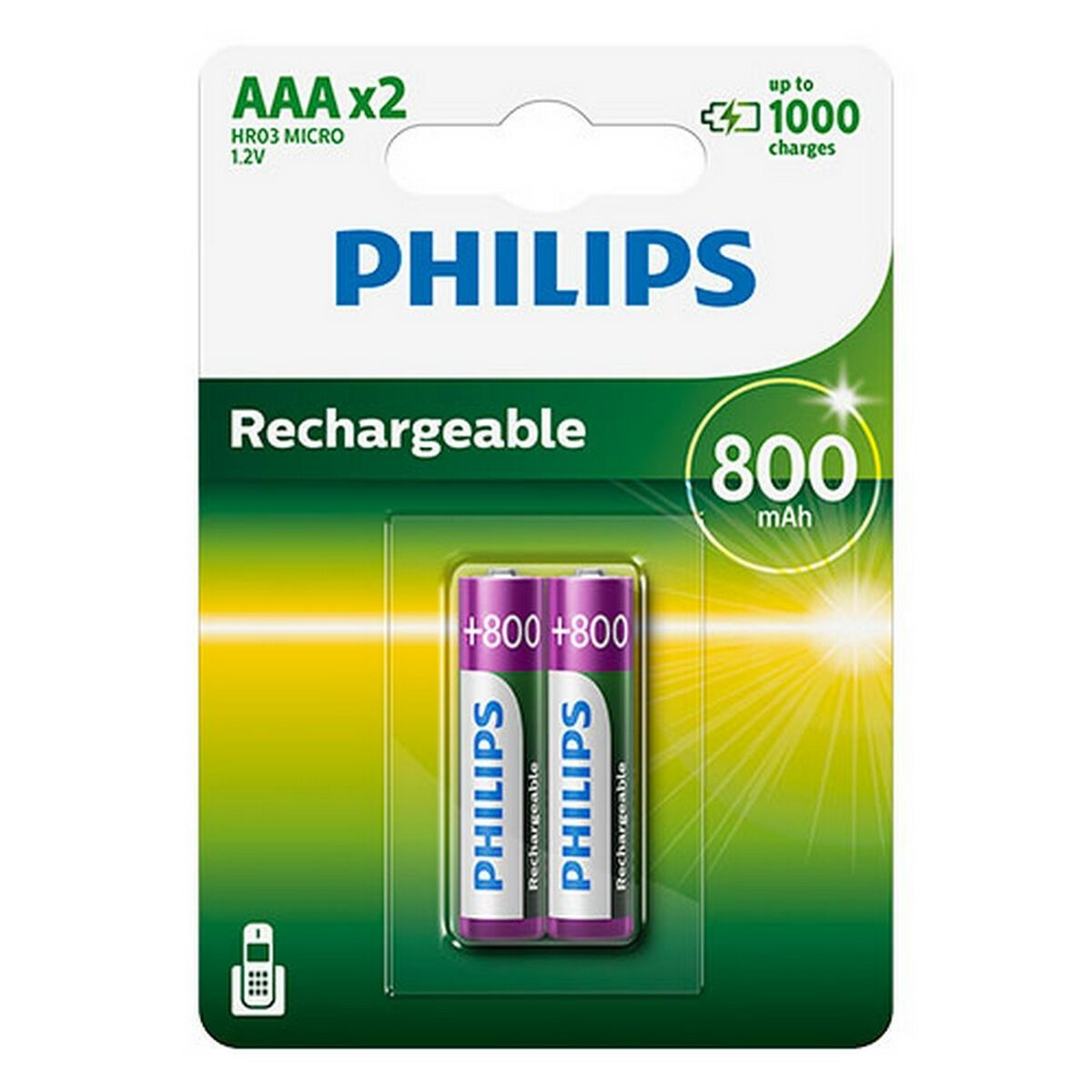 Презареждаща се батерия Philips Ni-Mh R03 800 mAh 1.2 V