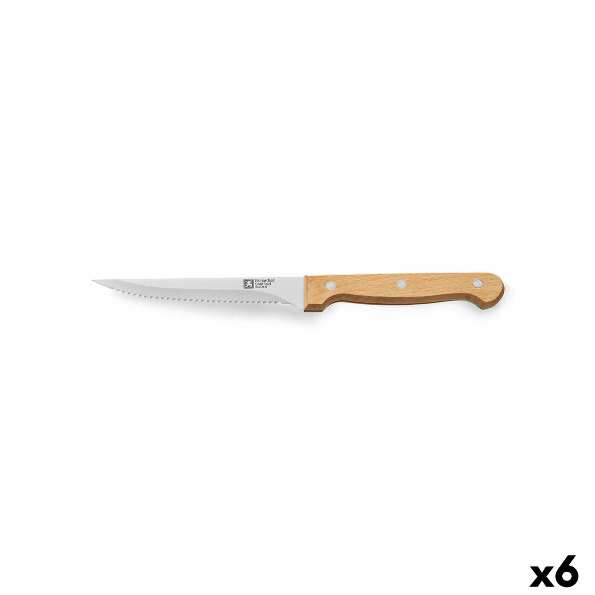 Couteau pour côtelettes Richardson Sheffield Artisan Noir Bois Métal Acier inoxydable 11 cm (6 Unités)