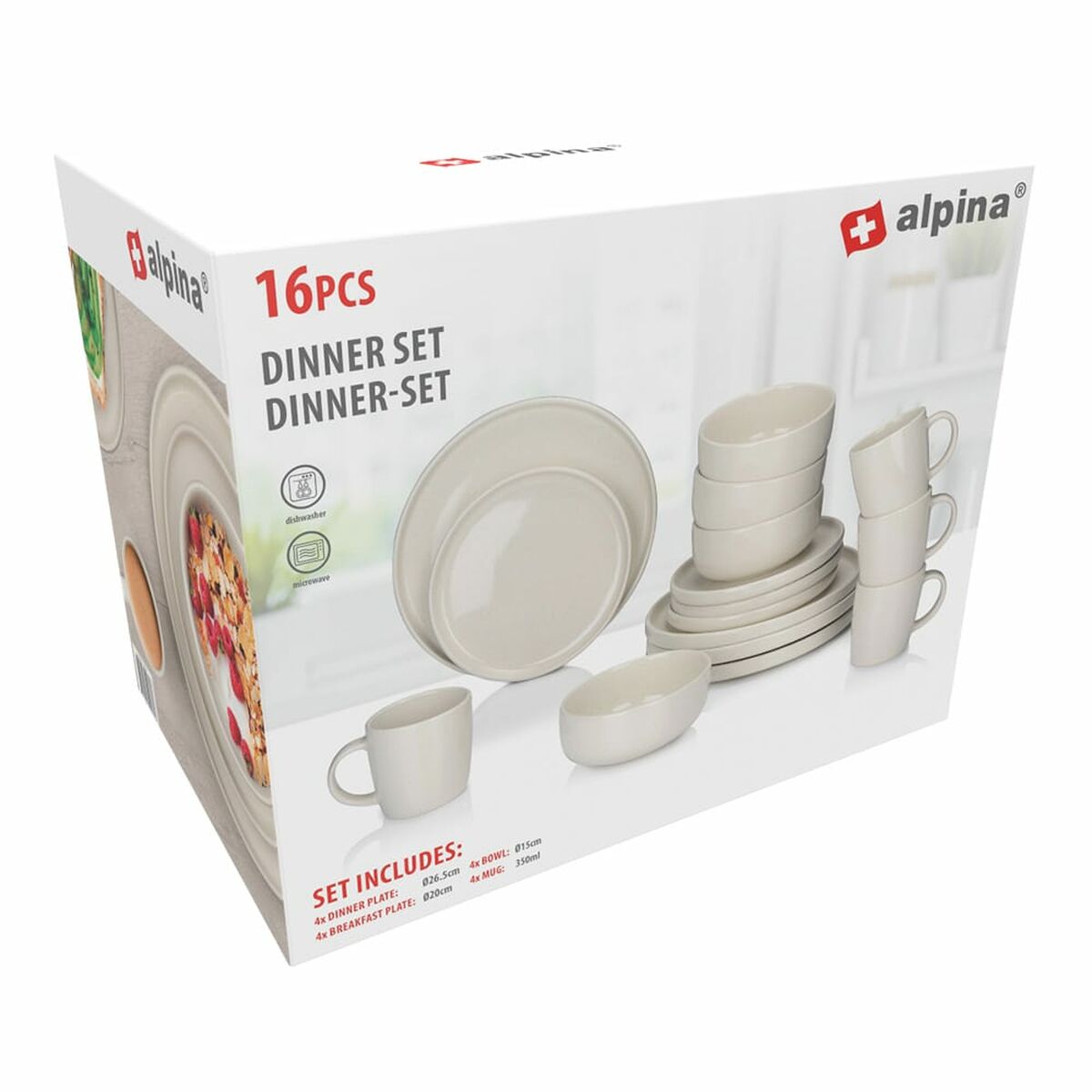 Image secondaire de Assiettes Alpina Crème Céramique 16 Pièces (4 Unités)