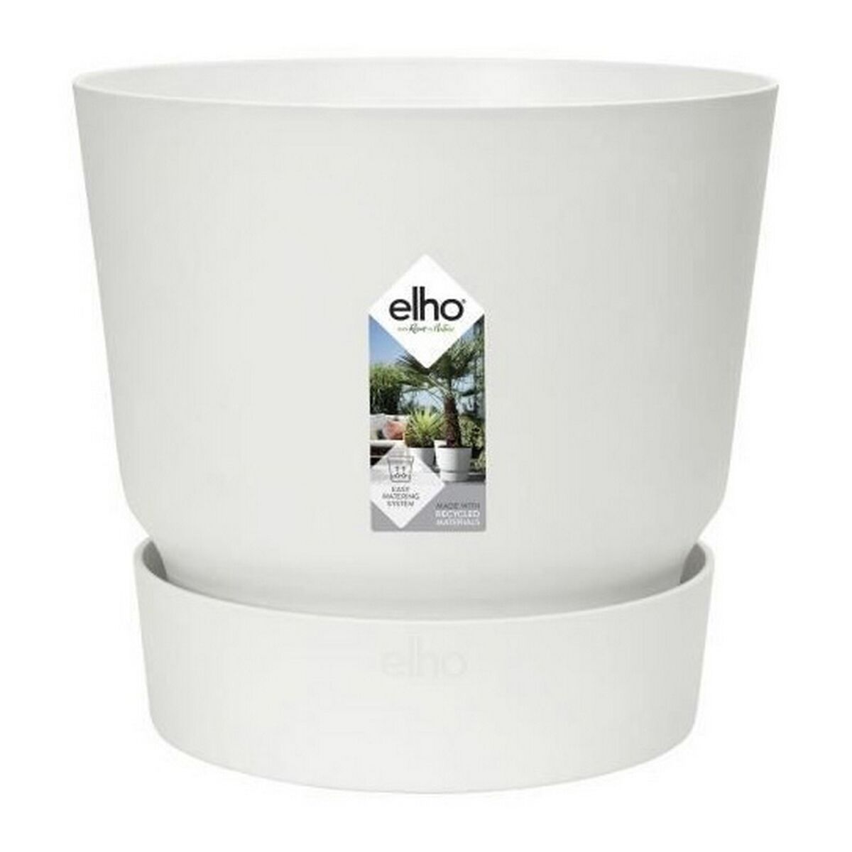 Pot de fleur avec assiette Elho Greenville Ø 39 x 36,8 cm Rond Blanc Plastique