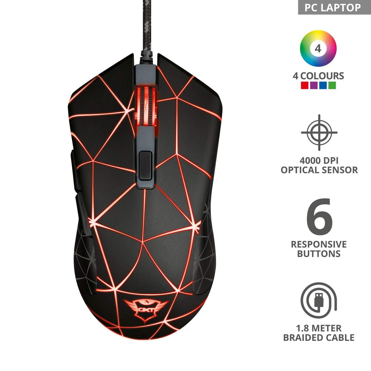 Picture of Gaming Mouse Trust GXT 133 Locx 4000 dpi Black Red
