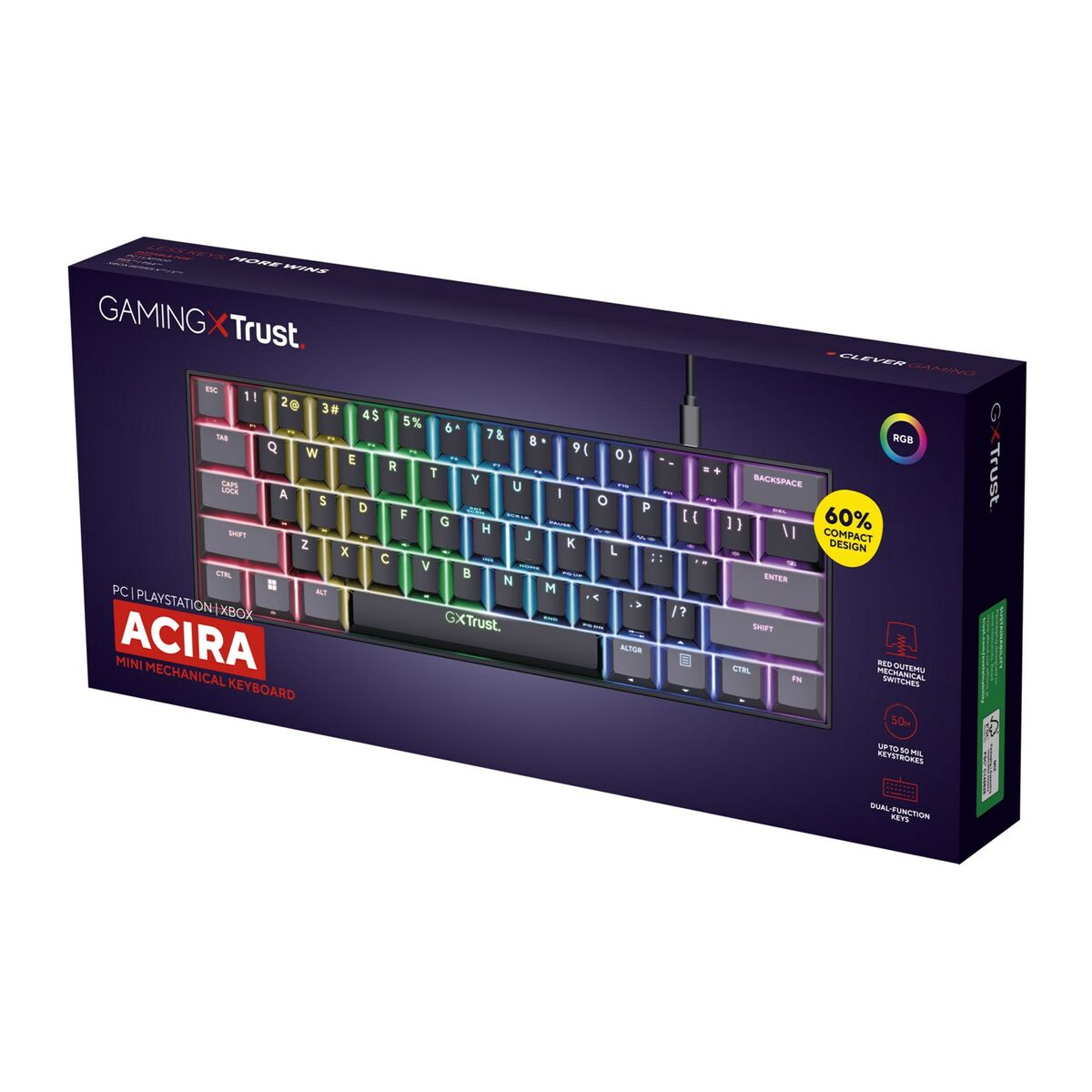 Afbeeldingen van Gaming Keyboard Trust GXT 867 Acira Black Multicolour QWERTY Qwerty US
