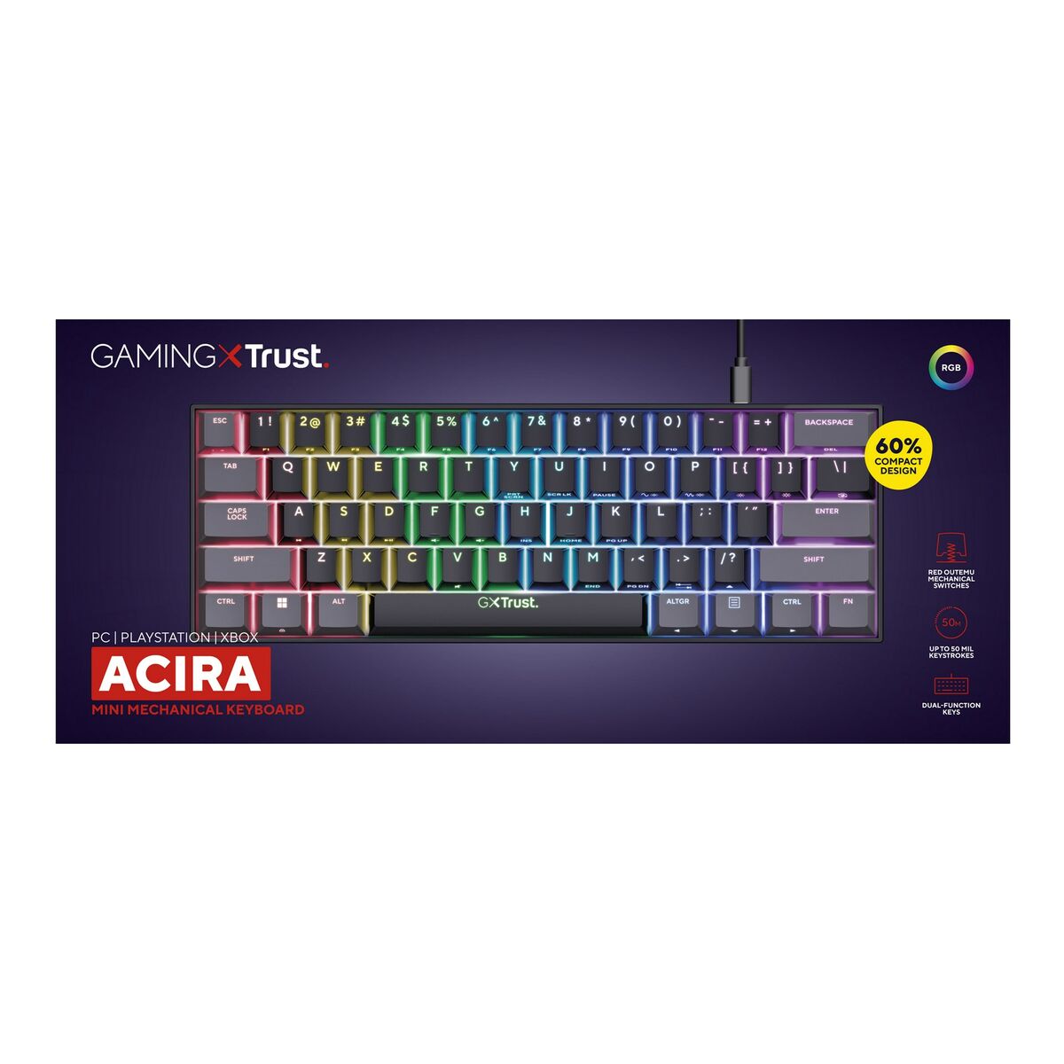 Afbeeldingen van Gaming Keyboard Trust GXT 867 Acira Black Multicolour QWERTY Qwerty US