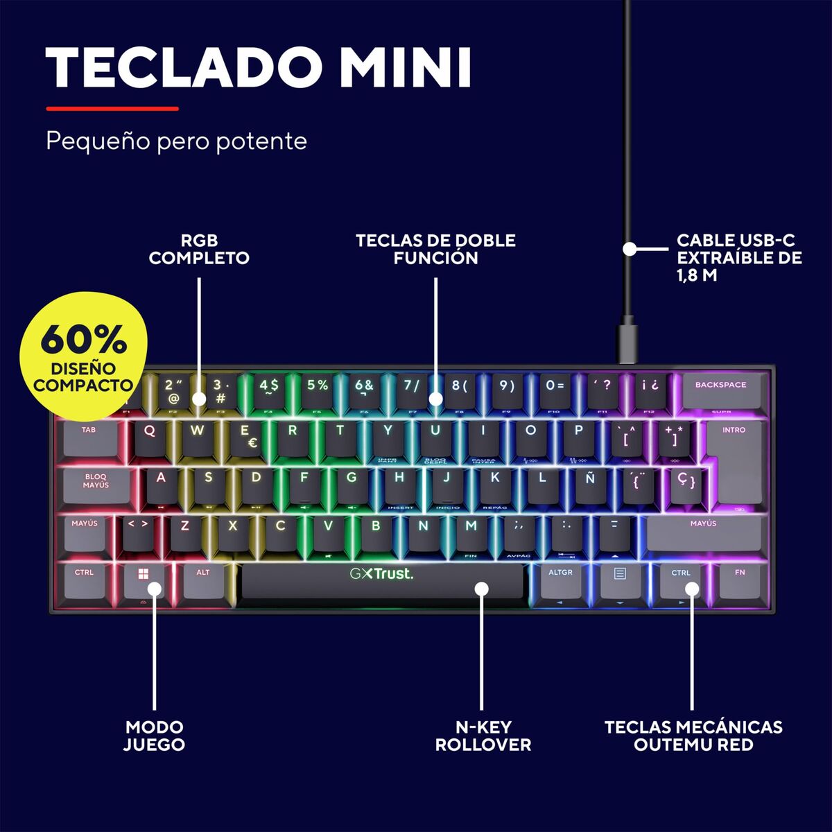 Bild von Mechanical keyboard Trust GXT 867 Acira Black