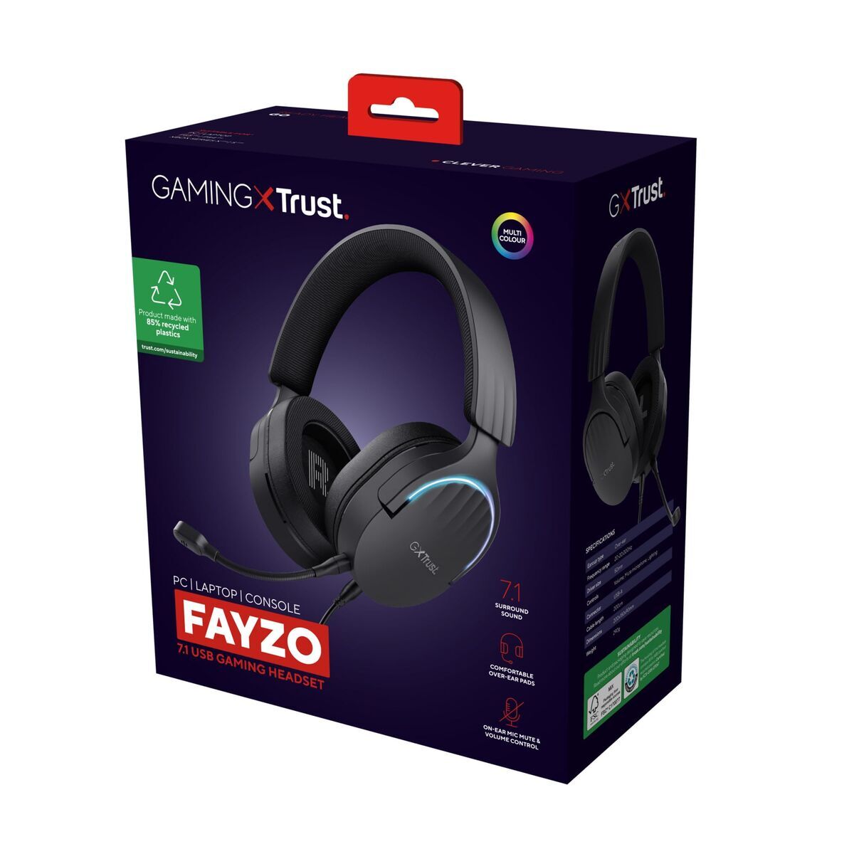 Gaming Headset with Microphone Trust GXT 490 Black Multicolour