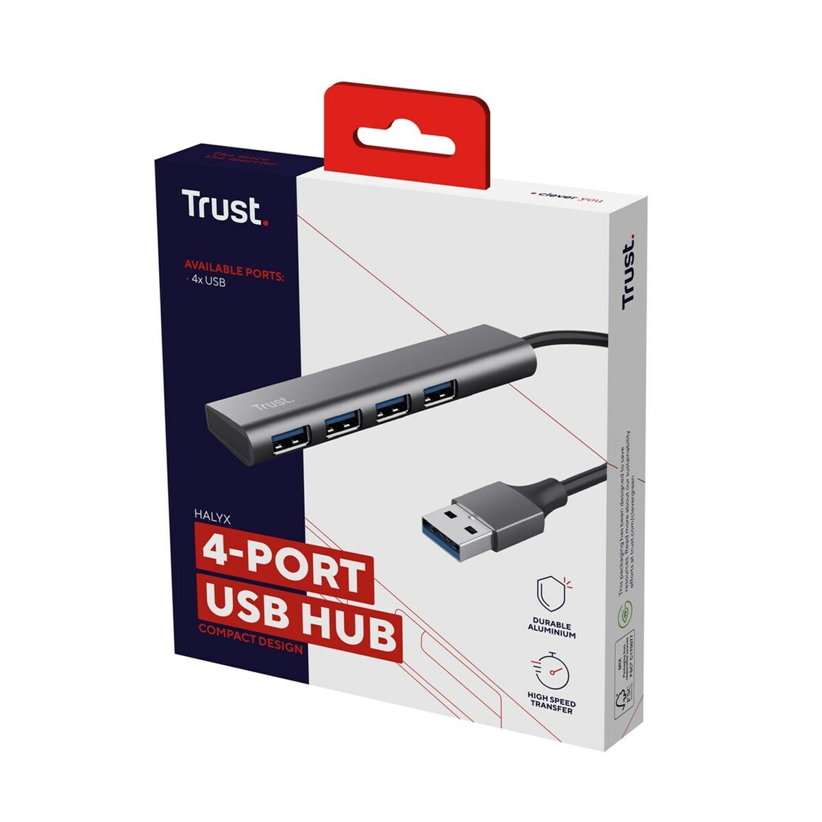 Picture of USB Hub Trust 24947 Grey Black/Grey (1 Unit)