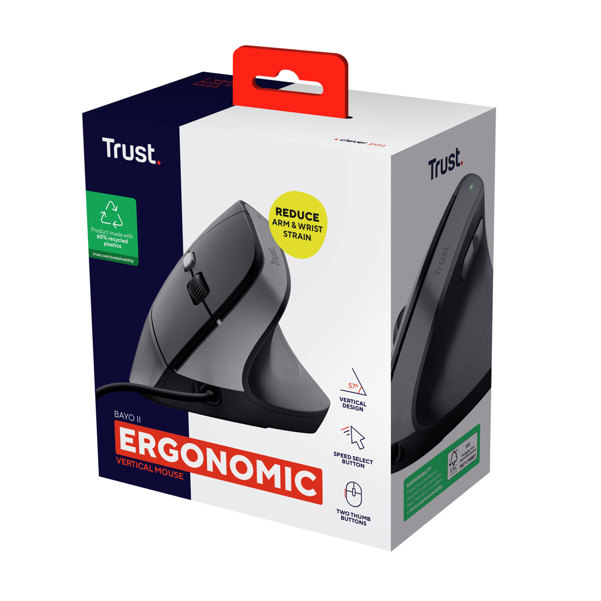 Picture of Ergonomic Optical Mouse Trust 25144 Black 2400 dpi