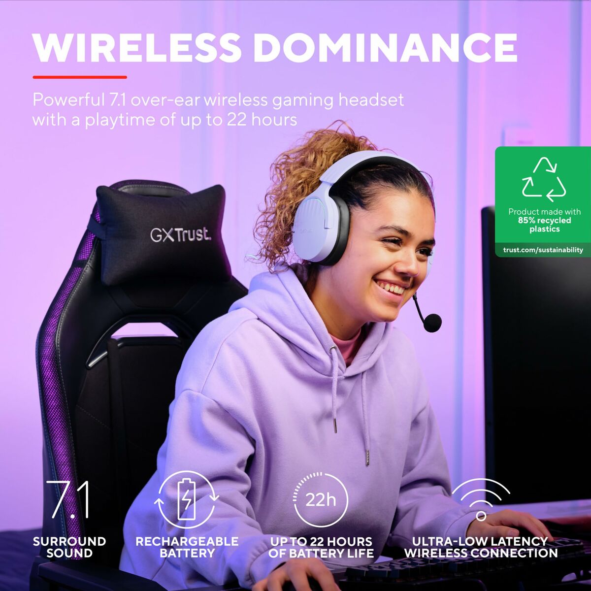 Gaming Headset with Microphone Trust GXT 491 Black Purple