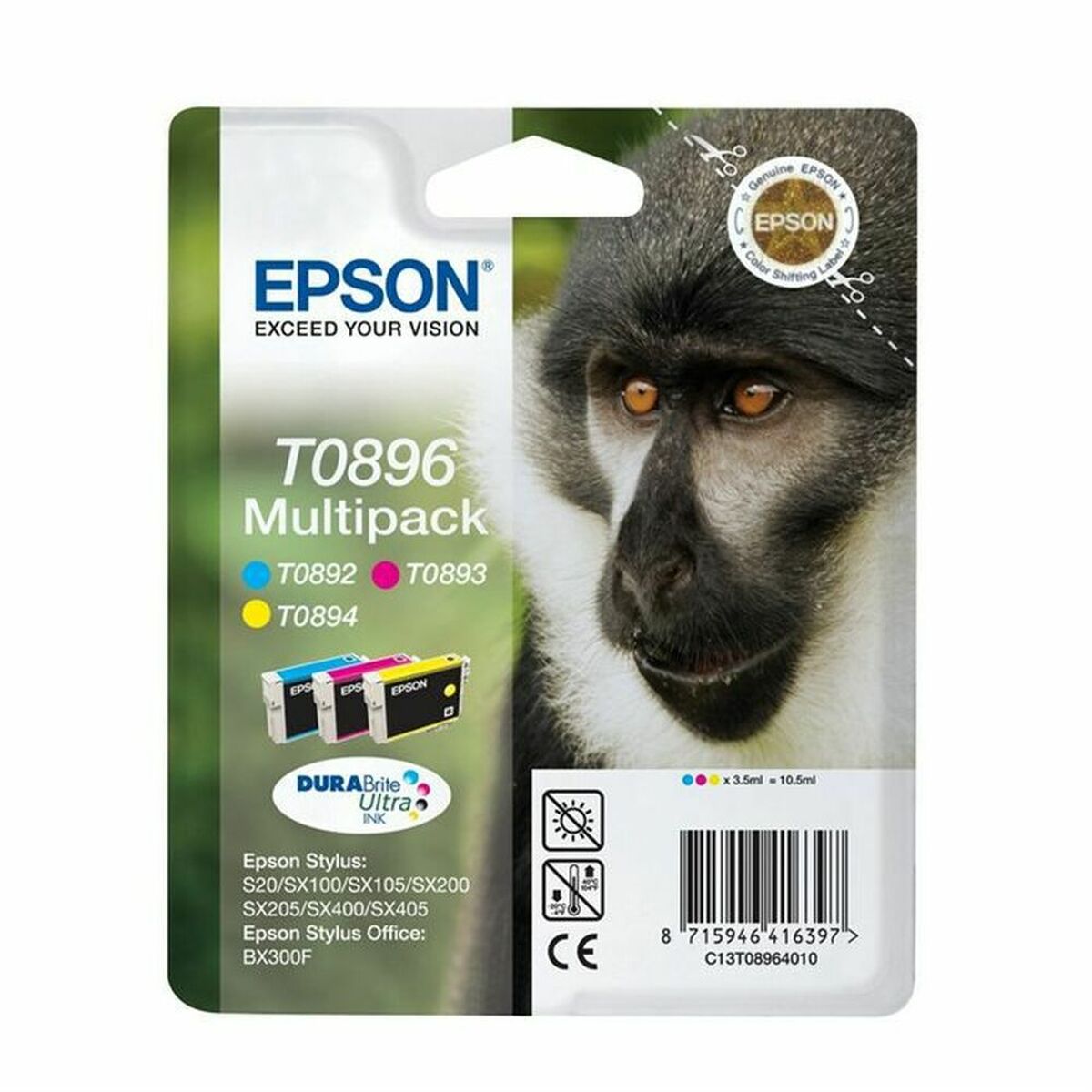 Bild von Original Tintenpatrone Epson T0895 Gelb Türkis Magenta