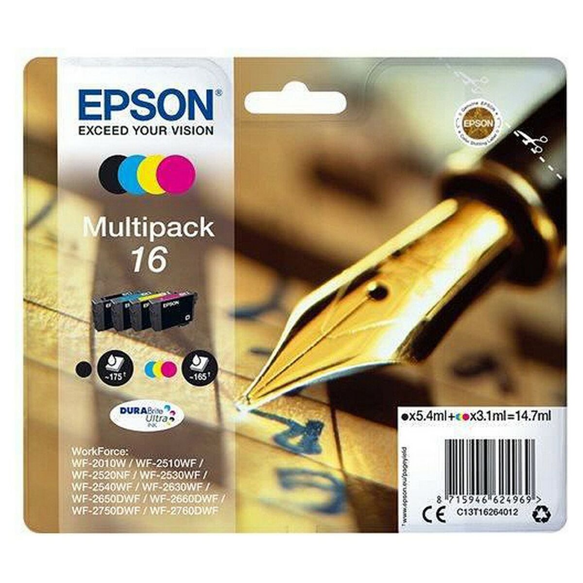 Bild von Original Tintenpatrone Epson Multipack 16 Gelb Schwarz Türkis Magenta